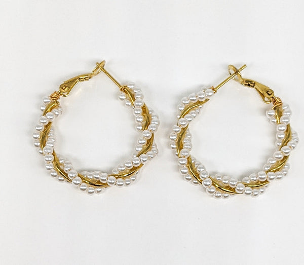 Stainless Steel Pearl Hoop Earring