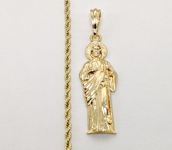 Plated Saint Jude 3mm Rope/Braided Chain Necklace