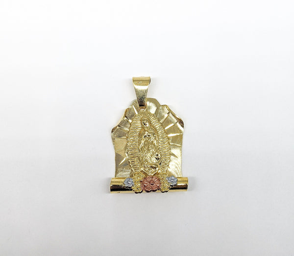 Plated Tri-Gold Virgin Mary Pendant