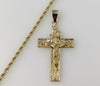Virgin Mary Jesus Crucifix Cross Golden Plated 3mm Rope Braided Chain Necklace