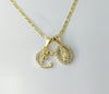 Devout Dainty Letter "C" Virgin Mary Double Pendant 2.5mm Star Chain Necklace