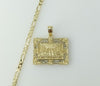 Gold plated figaro chain necklace with intricate charm design
Gold plated figaro chain necklace featuring The Last Supp