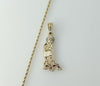 Gold plated rope and braided chain tri-color Saint Lazarus necklace in a classic style.