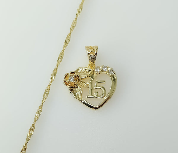 Gold plated chain necklace with heart pendant and twisted 14K gold design.

Dainty gold plated heart pendant necklace wi