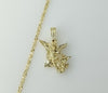 Gold plated chain necklace with small star charms and Saint Michael pendant.

Gold plated chain necklace featuring delic