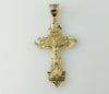 Plated Cross Crucifix Pendant With Optional 14K 3mm-4mm Rope Chain Necklace