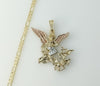 Gold plated figaro chain necklace with diamond cut details and a Saint Michael pendant.

Gold plated figaro chain neckla