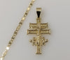 Trendy Holy Cross of Caravaca Plated 3mm Flat Mariner Anchor Chain Necklace