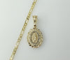 Blessed "Mis 15 Años" Virgin Mary Plated 3mm Figaro Chain Necklace Devotion