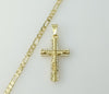 A small gold plated Figaro chain necklace with a 3mm cross pendant.

A gold plated Figaro chain necklace featuring a sma