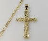 Christian Gift Men Nugget Design Jesus Crucifix Cross Plated 4mm Figaro Chain