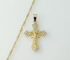 14K gold plated twist chain necklace with small cross Jesus crucifix pendant.