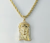 Gold plated rope and braided chain Jesus pendant necklace with chain.