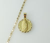 Gold plated Virgin Mary flat anchor chain necklace with a mariner style chain.
