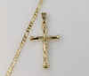 Blessed Jesus Crucifix Cross Plated 3mm Figaro Chain Necklace