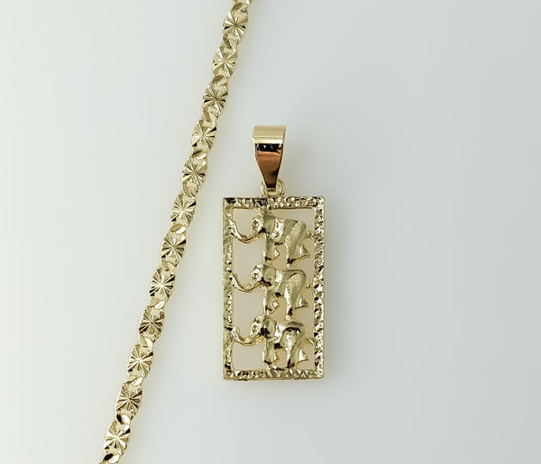 Gold plated star chain necklace features an elephant pendant in delicate design.

A gold plated chain necklace with an e