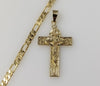 Virgin Mary Jesus Christ Crucifix Cross Plated 5mm Figaro Chain Catholic Gift
