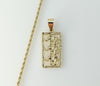 Gold plated elephant pendant necklace featuring rope and braided chain.