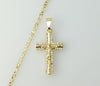 Gold plated small cross pendant on a delicate 2.5mm star chain necklace.