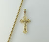 Gold Plated rope and braided chain 4mm cross pendant necklace.