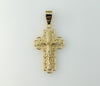 Medium Cross Jesus Crucifix Plated Pendant With Optional 14K 3mm-4mm Rope Chain