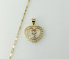 Gold Plated solid chain necklace featuring a tri-color heart pendant design.

Gold Plated chain necklace with a tri-colo