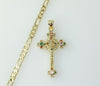 Gold plated small cross Jesus crucifix pendant on a 3mm figaro chain necklace.

Gold plated small cross Jesus crucifix p