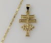 Everyday Wear Holy Cross of Caravaca Plated 2mm Star Solid Chain Necklace