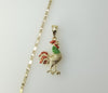 Multicolor Dainty Rooster Farm Animal Plated 2mm Star Solid Chain Necklace