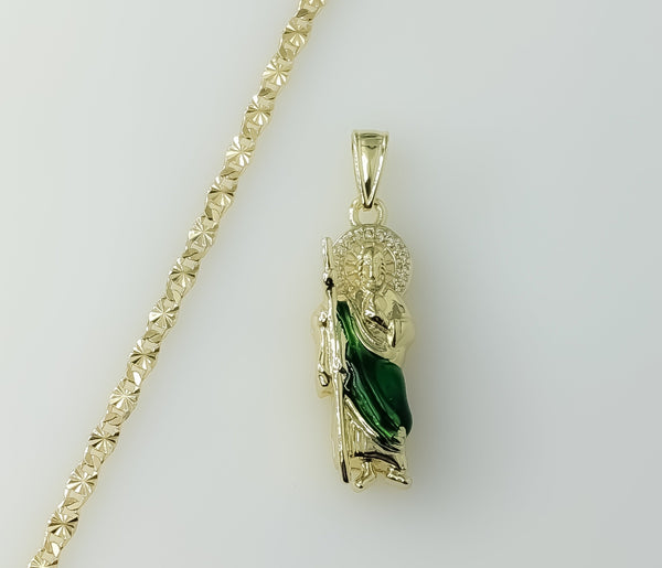 Spiritual Plated Dainty Multicolor Saint Jude 14K 2.5mm-3mm Star Chain Necklace