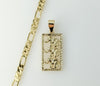 Gold-plated figaro chain necklace featuring an elephant pendant design.
Gold-plated elephant pendant suspended from a f
