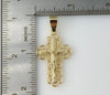 Medium Cross Jesus Crucifix Plated 14K 4mm Diamond Cut Figaro Chain Necklace