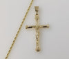 Crucifix Jesus Cross Plated 2mm Rope Braided Chain Faith Necklace
