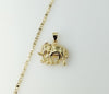 Gold plated Mariner anchor chain necklace with elephant pendant and chain detail.