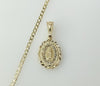 Spiritual "Mis 15 Años" Blessed Virgin Mary 14K Plated 3mm Cuban Chain Necklace