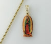 Plated Multicolor Virgin Mary Medal Pendant With Optional 14K 3mm-4mm Chain