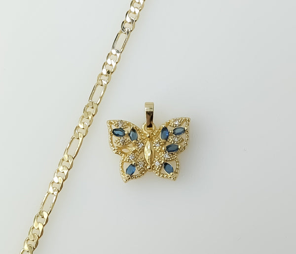 Dainty gold-plated figaro chain necklace with small butterfly pendant and delicate chain.

Gold-plated chain necklace fe