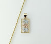 Gold plated 2mm rope and braided chain tri-color elephant necklace.
Gold plated tri-color rope and braided chain elephan