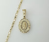 "Mis 15 Años" Blessed Virgin Mary Plated 3mm Flat Mariner Anchor Chain Necklace