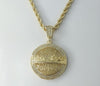 A gold plated braided rope chain necklace with The Last Supper pendant.

A gold plated rope chain necklace featuring a p