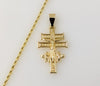 Spiritual Holy Cross of Caravaca Plated 2mm Rope Braided Chain Necklace
