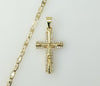 A gold plated mariner anchor chain necklace with small cross pendant.

A small gold plated cross pendant on a 3mm flat m
