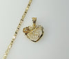 Gold plated anchor chain necklace with dainty heart pendant and chain links.

Gold plated flat anchor chain necklace wit