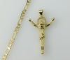 Small Cross Jesus Crucifix Plated 3mm Figaro Chain Devotion Necklace