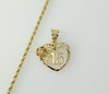 Gold plated quince charm rope braided chain dainty heart necklace.