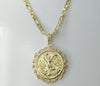 A 6mm gold plated 18K figaro chain necklace in a Mexican Centenario style.
