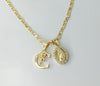 Dainty Letter "C" Blessed Virgin Mary Double Pendant 3mm Star Chain Necklace