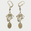 Plated Virgin Mary and Rose Earring