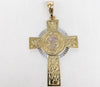 Plated Tri-Color Cross with Saint Benedict Pendant