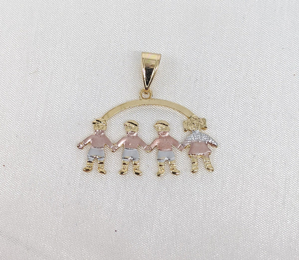 Plated Three Boys and Girl Pendant